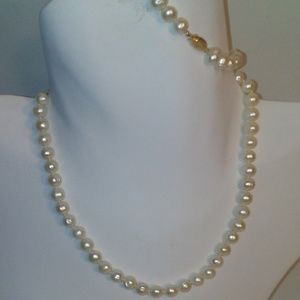 7 mm Real Pearl Set 14 K Clasp 15.5" Small